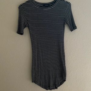 Black and white striped mini dress